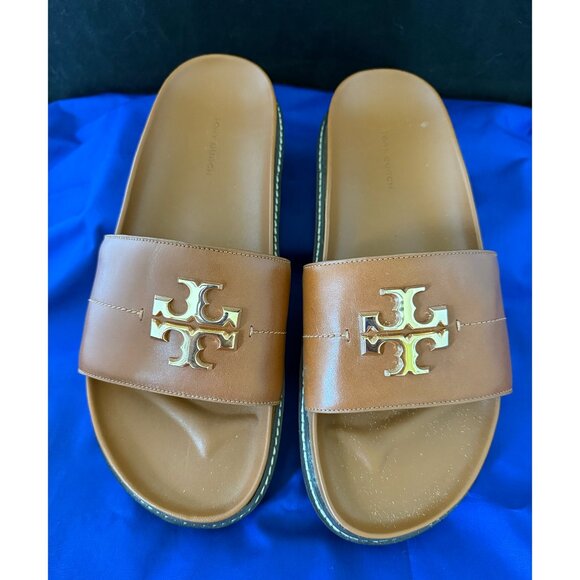 Authentic Tory Burch Britten Anatomic Leather Slide Lug Size 10 - Picture 3 of 6